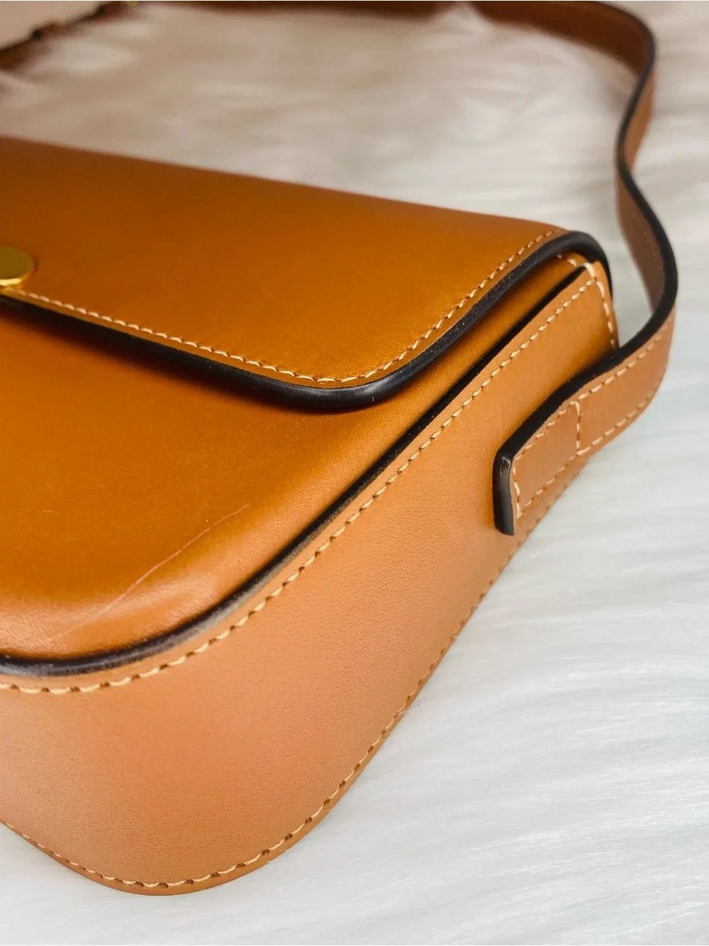Celine Triomphe Cognac Leather Shoulder Bag with Gold - Picture 5 of 8